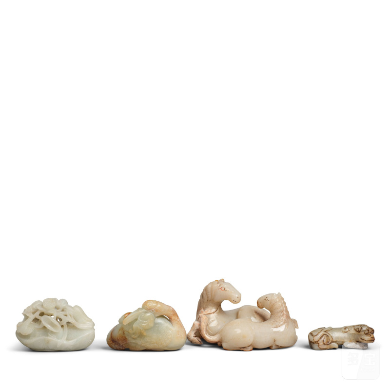 二十世紀 玉雕祥禽瑞獸四件 | FOUR JADE CARVINGS OF ANIMALS